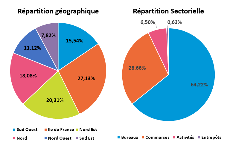 Répartition géographique et sectorielle 2020 SCPI Épargne Pierre